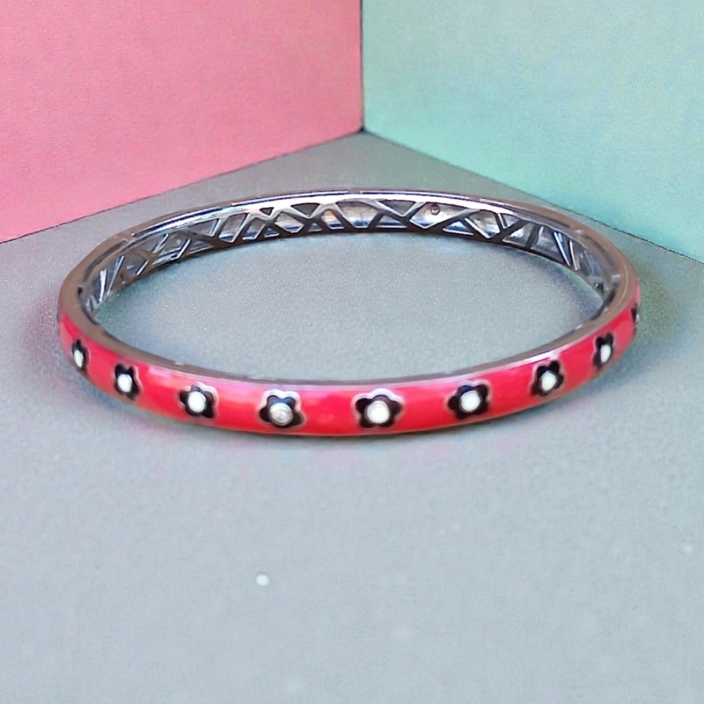 Sterling Bella Etoile Enameled Diamond Bangle Bracelet